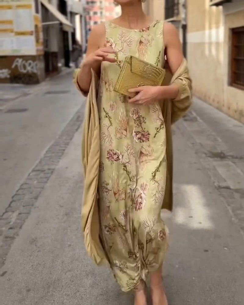 Abito lungo senza maniche + Cardigan coordinato