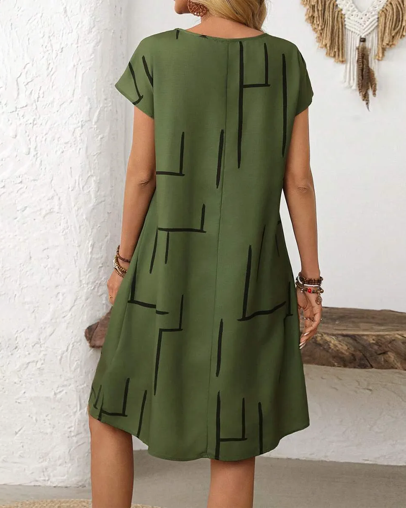 Abito Donna Estivo Casual Stampa Girocollo