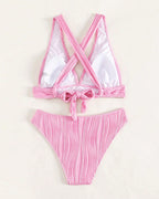 Bikini sexy a V profondo tinta unita