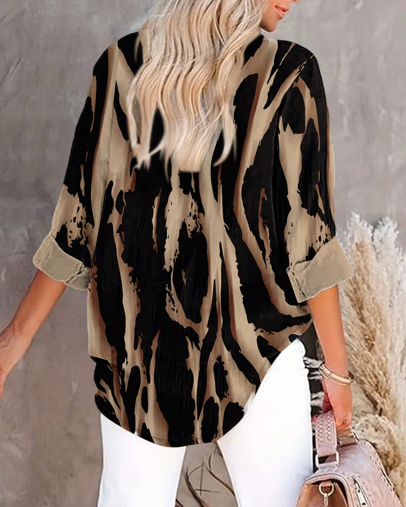 Camicia a Collo Alto Stampa Irregolare