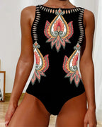 Costume da bagno intero senza maniche con motivo Paisley