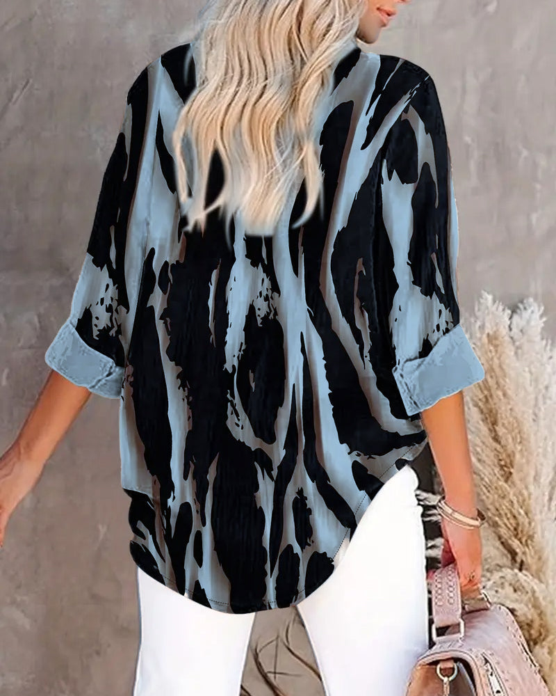 Camicia a Collo Alto Stampa Irregolare