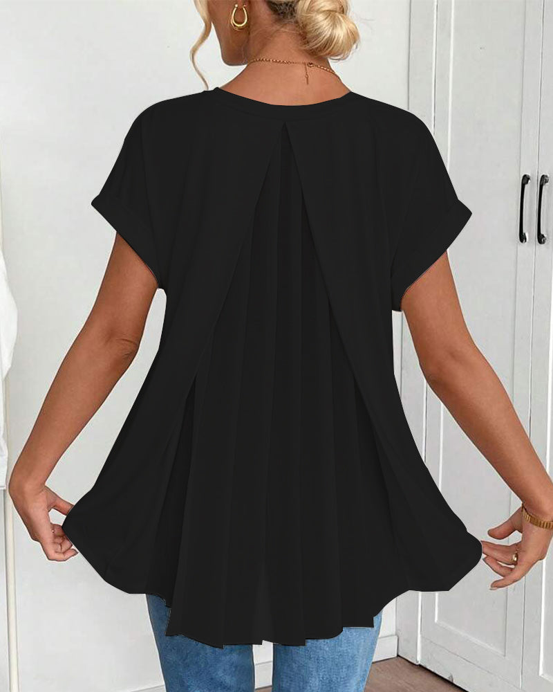 T-Shirt A Maniche Corte Tinta Unita Patchwork