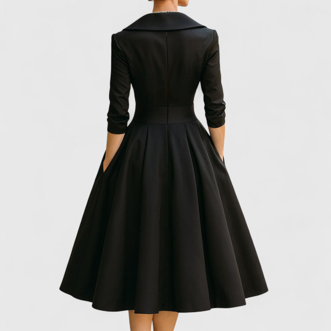 Elisabeth - Vestito in raso midi dal bagliore discreto e dal fascino intramontabile