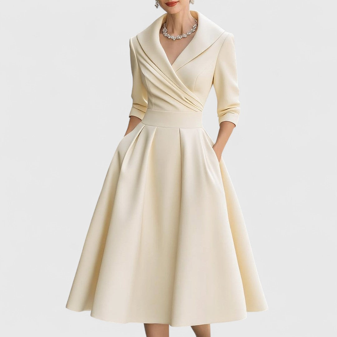 Elisabeth - Vestito in raso midi dal bagliore discreto e dal fascino intramontabile