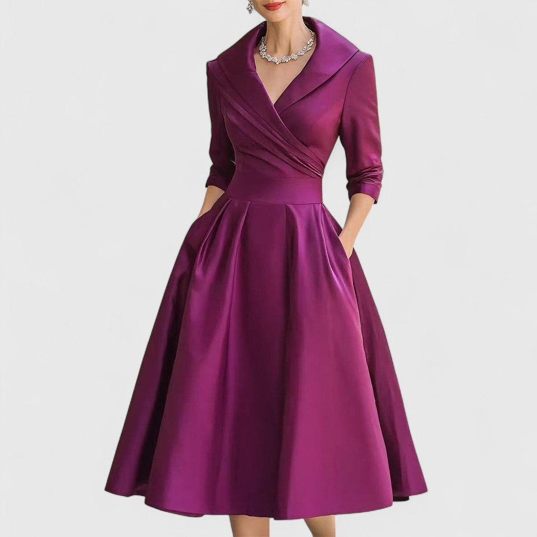 Elisabeth - Vestito in raso midi dal bagliore discreto e dal fascino intramontabile