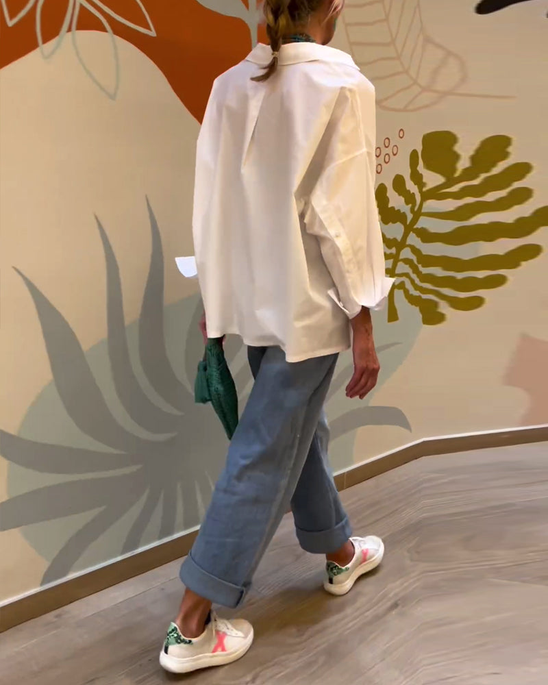 Top a revers in tinta unita stile suburbano