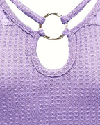 T-shirt in pizzo con pannello lavorato a maglia