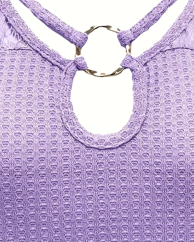 T-shirt in pizzo con pannello lavorato a maglia