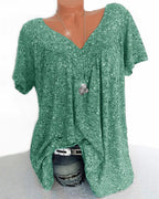 T-shirt ampio a maniche corte e scollo a V