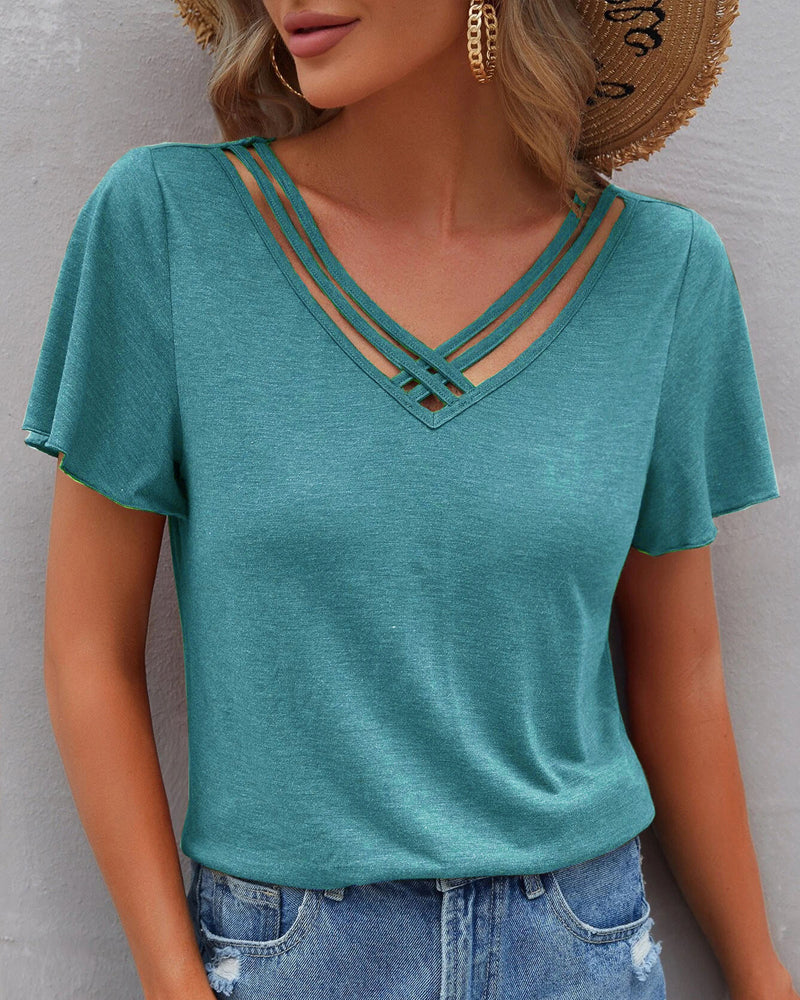 T-shirt monocolore con cut out