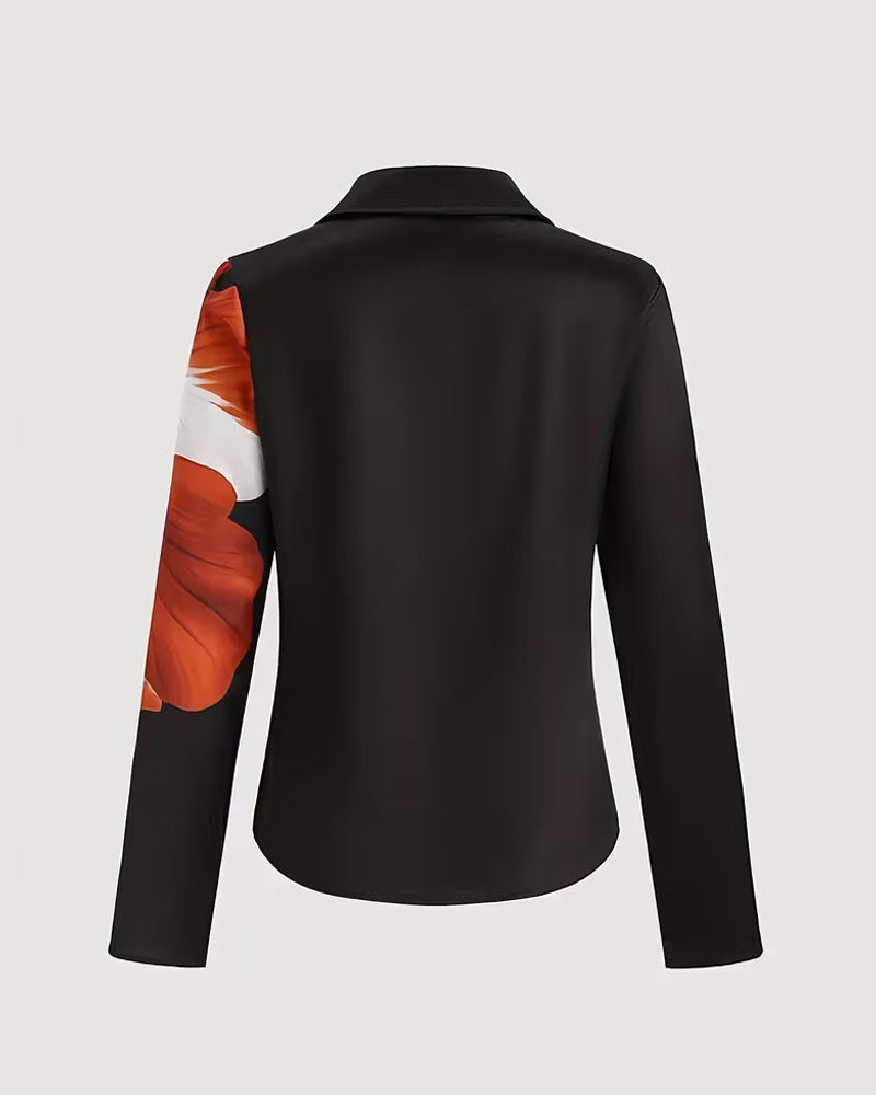 Camicia con revers, spalla destra stampata