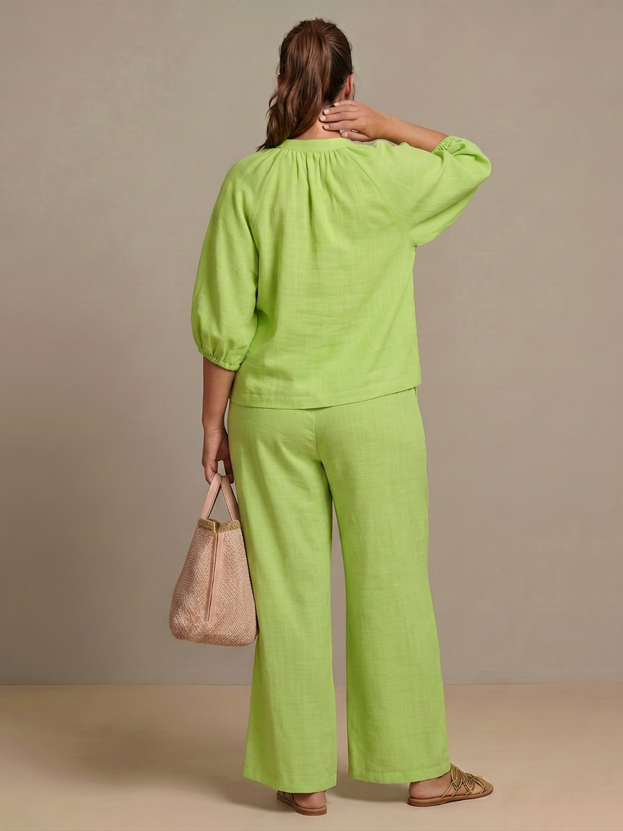 Natalia | Completo Top Palloncino con Zip e Pantaloni Ampi