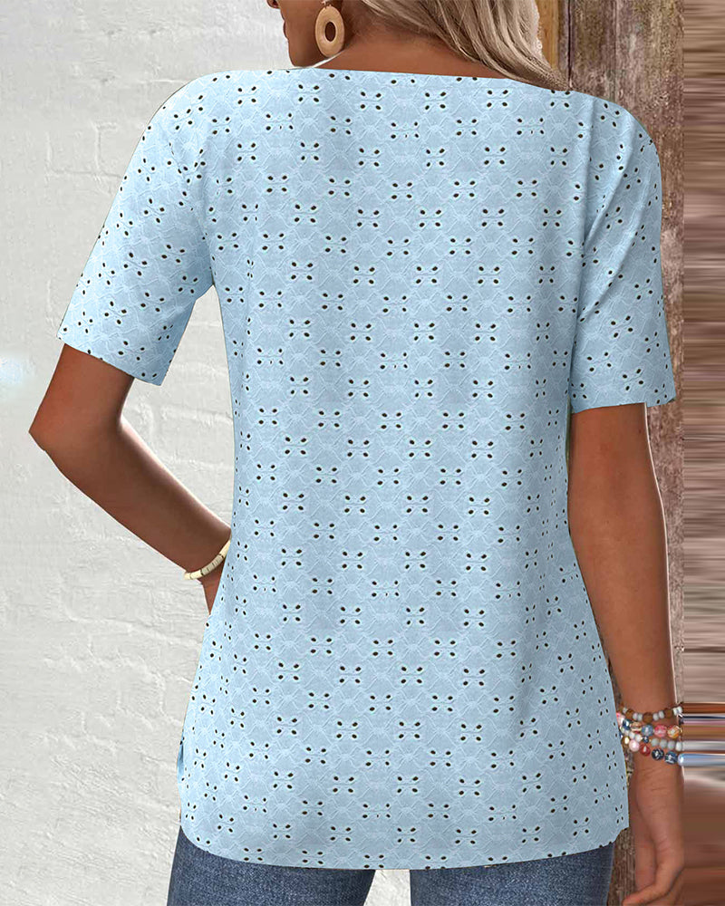 Camicetta casual tinta unita traforata