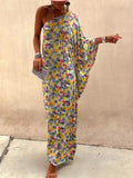 Abito lungo con stampa tie-dye e spalle scoperte per le vacanze