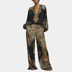 Valentina | Completo floreale barocco con pantaloni palazzo