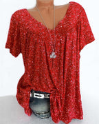 T-shirt ampio a maniche corte e scollo a V