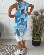 Maglia lunga casual con stampa floreale colorata