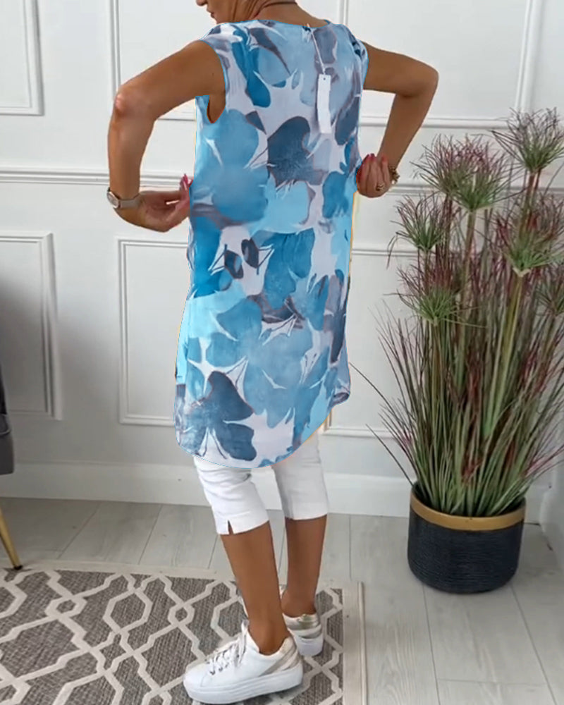 Maglia lunga casual con stampa floreale colorata