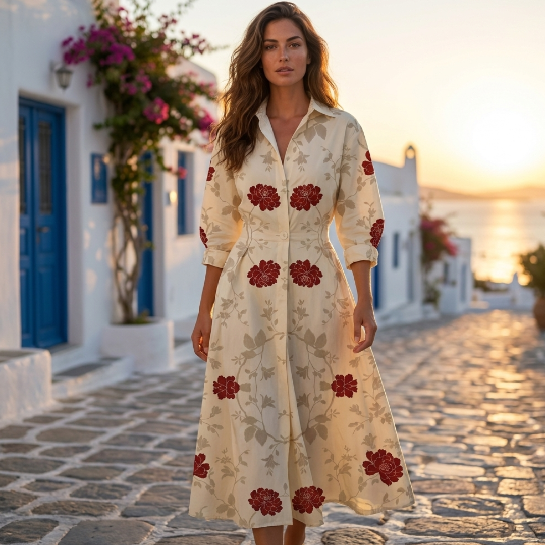 Lana - Elegante abito in cotone con colletto