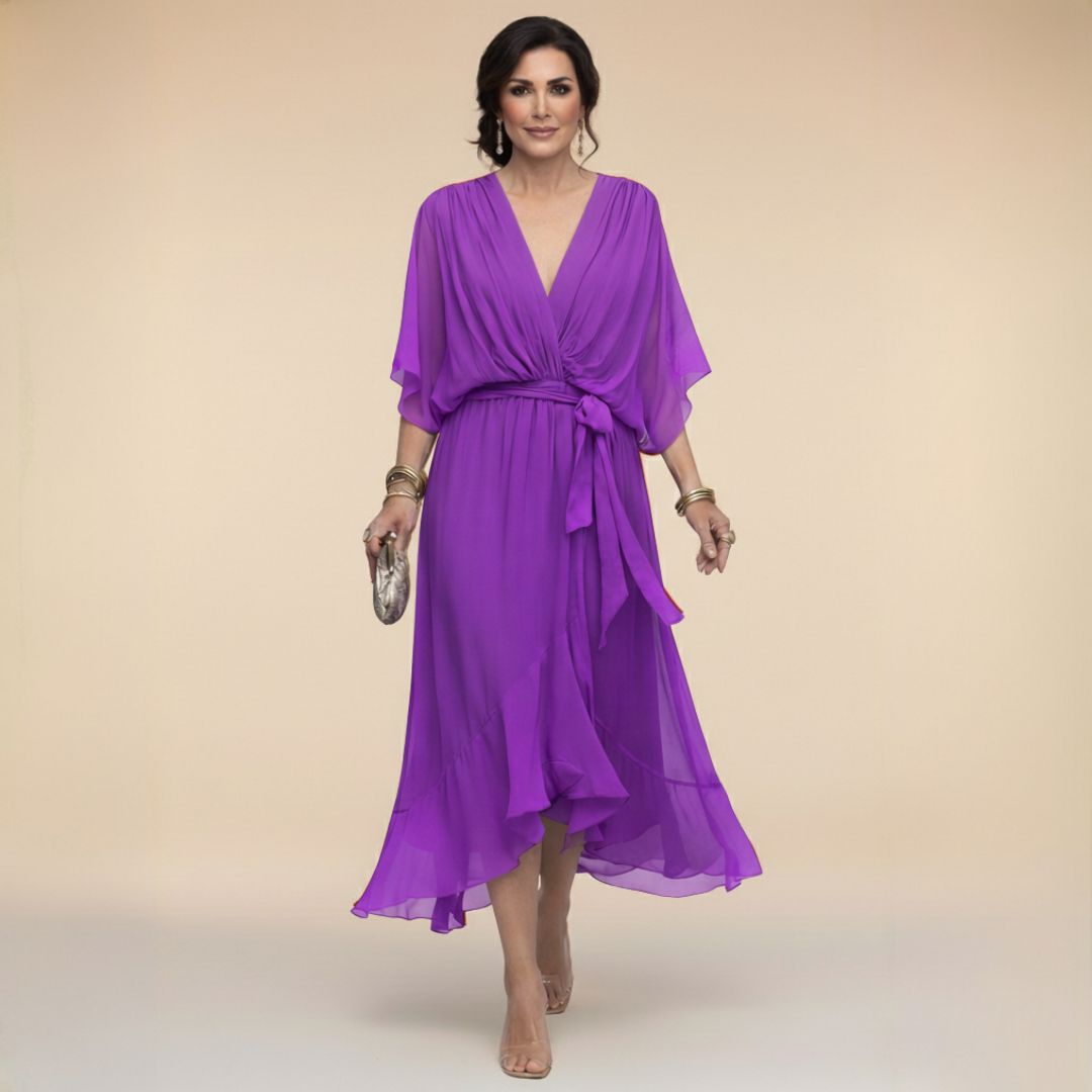 La Scintilla | Abito in chiffon con scollo a V