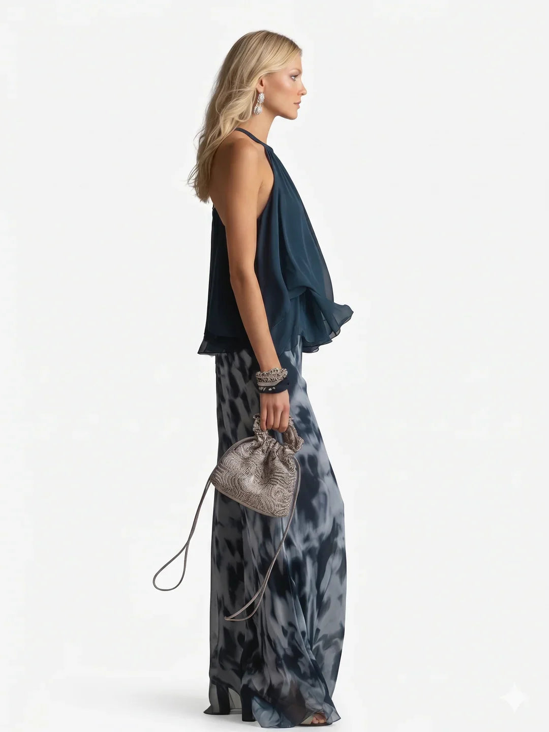 Abito da sera elegante in chiffon due pezzi