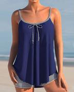 Tankini due pezzi a canotta con stampa a righe