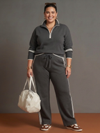Rain | Set Manica Lunga con Collo Zip e Pantaloni a Righe