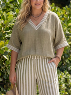 Wren | Completo Tuta Scollo a V a Contrasto e Pantaloni a Righe