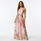 Astreia - Abito lungo con scollo floreale e spalline