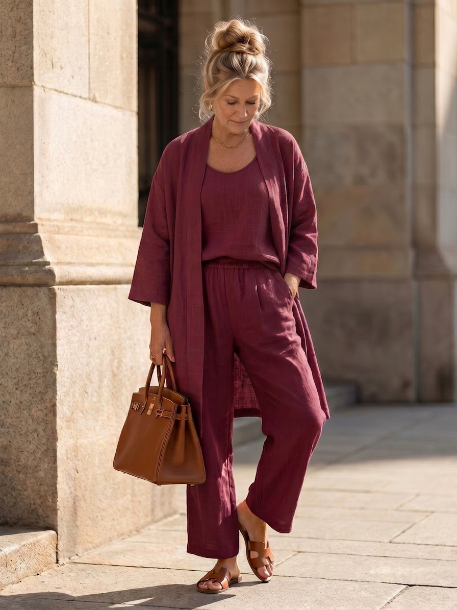 Yael | Completo tre pezzi rilassato con top e pantalone