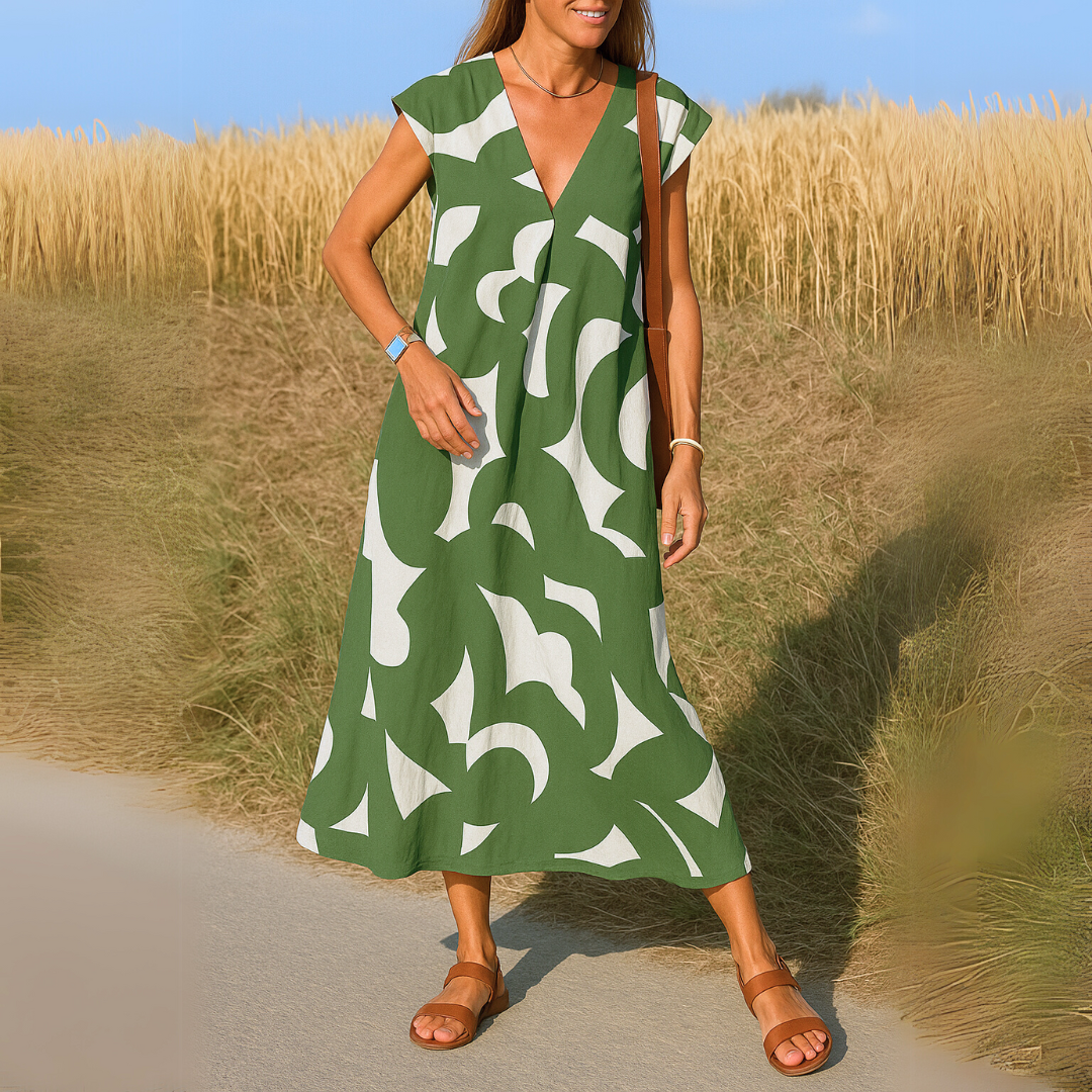 Magda - Abito svasato con scollo a V