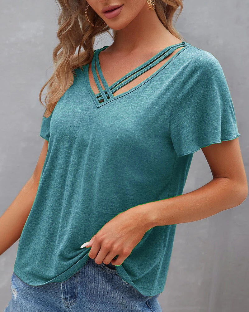 T-shirt monocolore con cut out