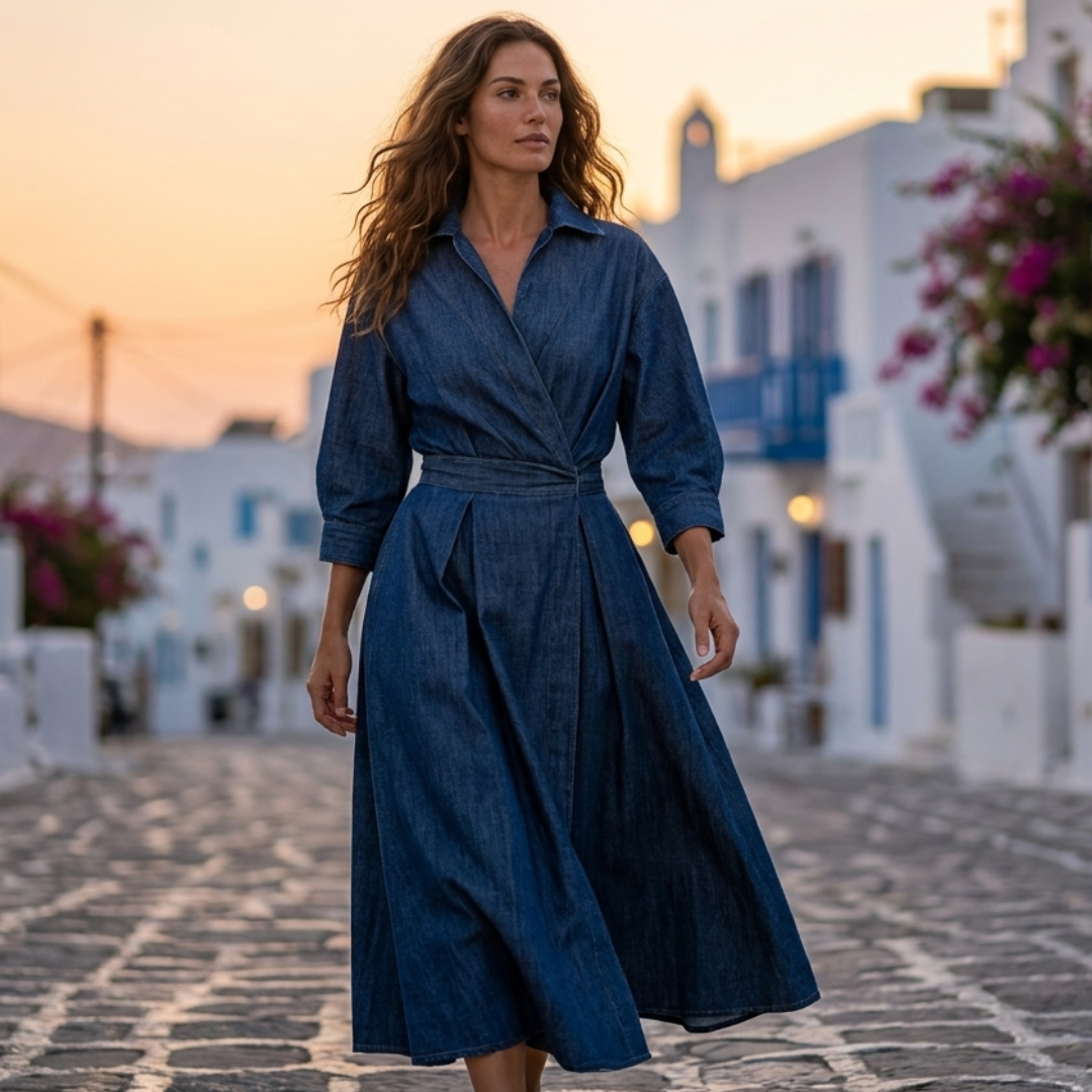 Lana - Elegante abito in cotone con colletto