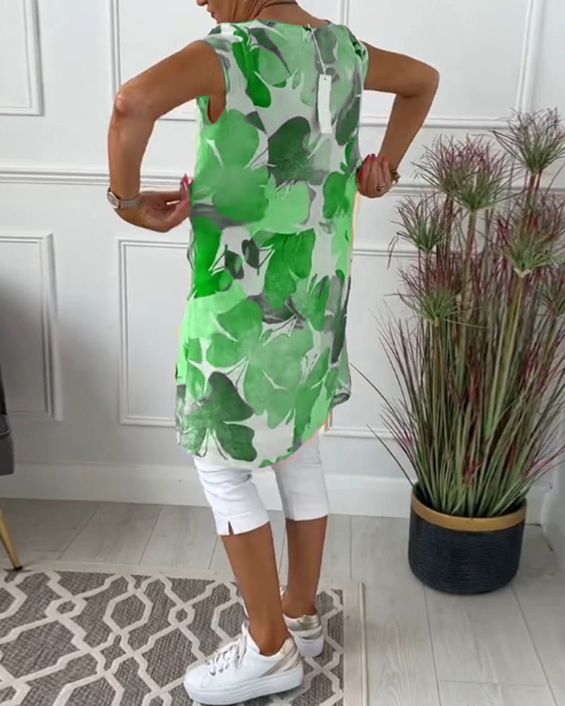 Maglia lunga casual con stampa floreale colorata
