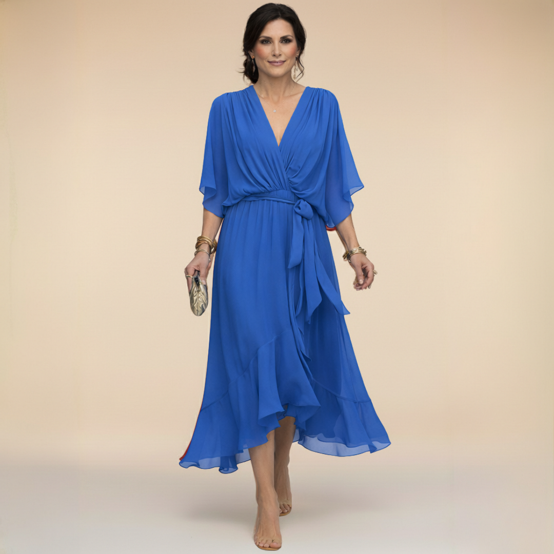 La Scintilla | Abito in chiffon con scollo a V