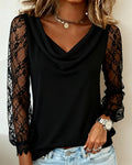 Top a collo drappeggiato con dettagli patchwork