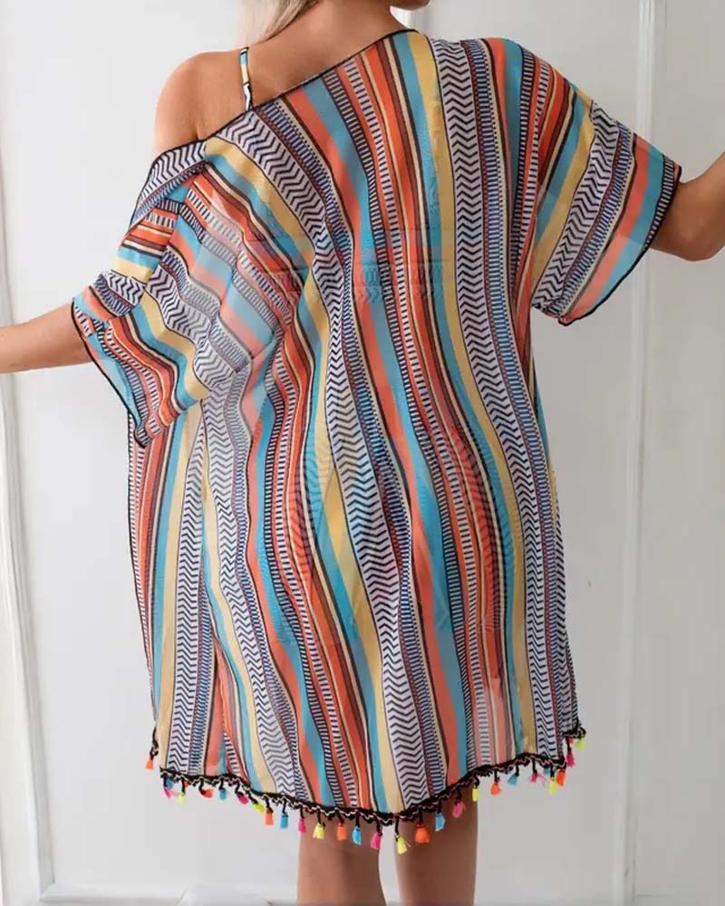 costume da bagno bikini tre pezzi stampato per le vacanze