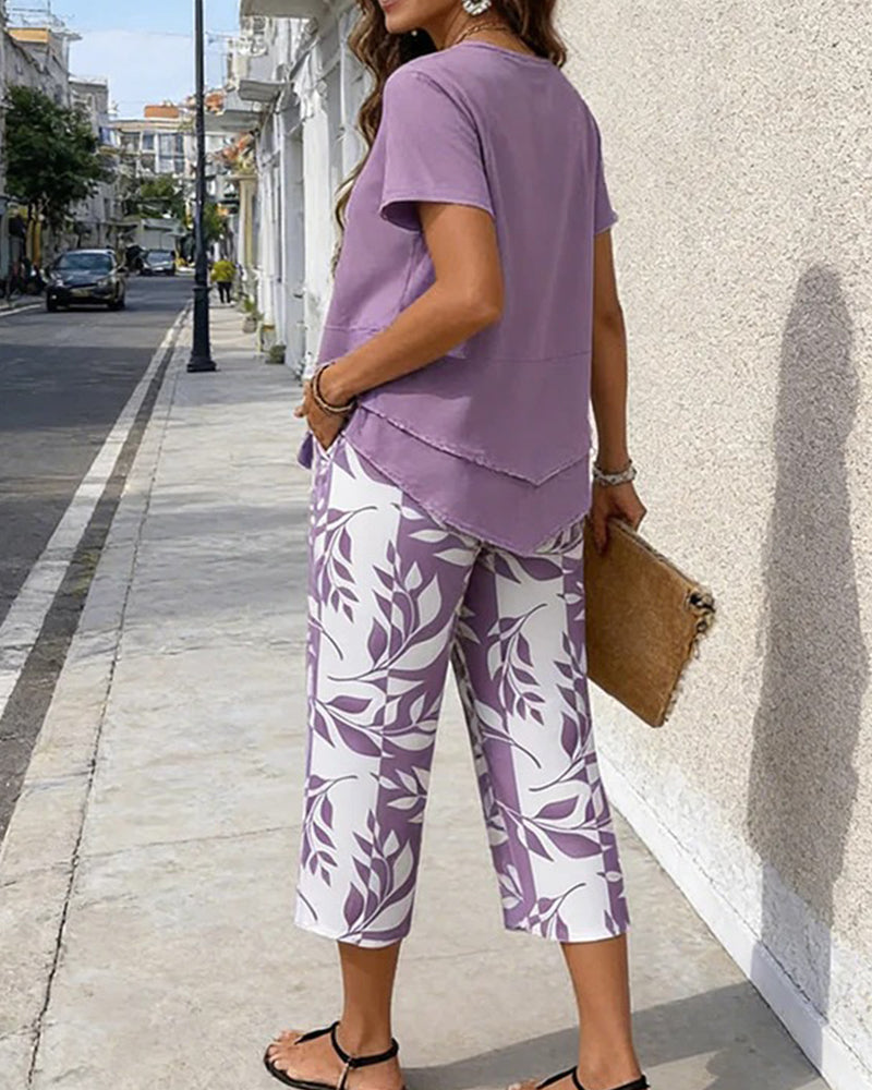 Completo due pezzi stampato casual con pantaloncini