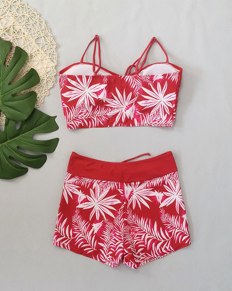 Bikini a vita alta Boyleg stampato