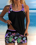 Tankini floreale comodo con pantaloncino per bambini
