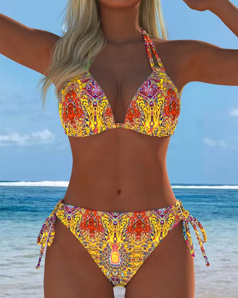 Bikini Colorato con Stampa all'Americana