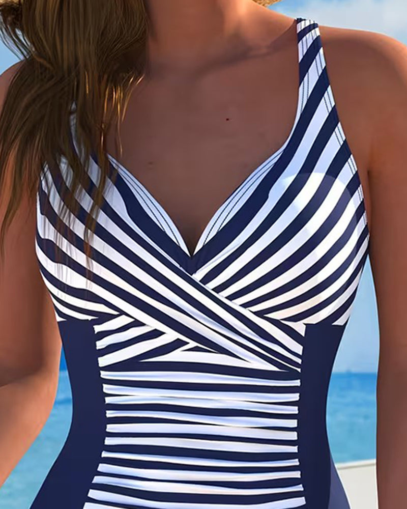 Costume da Bagno Intero a Righe Color Block