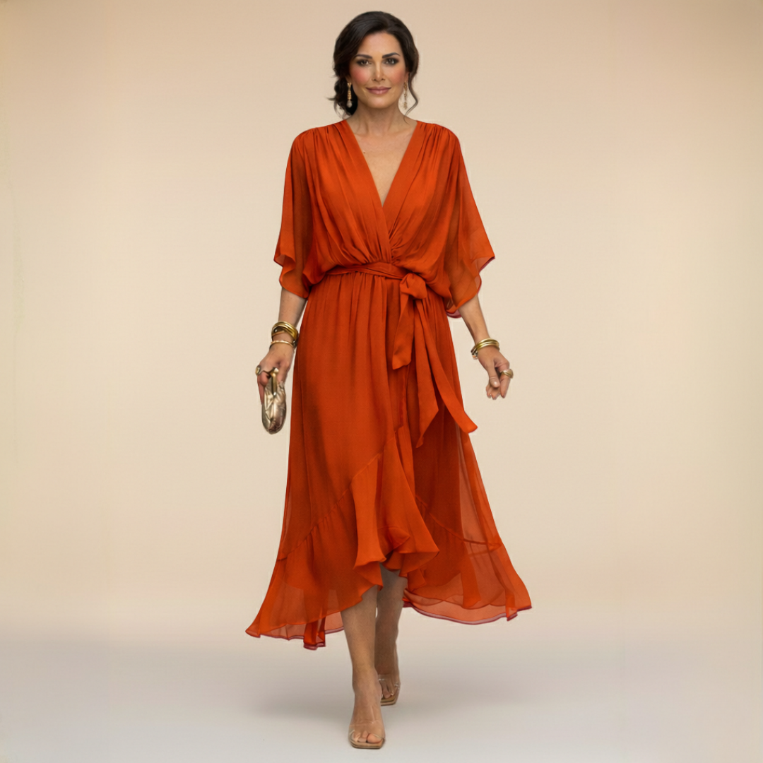 La Scintilla | Abito in chiffon con scollo a V