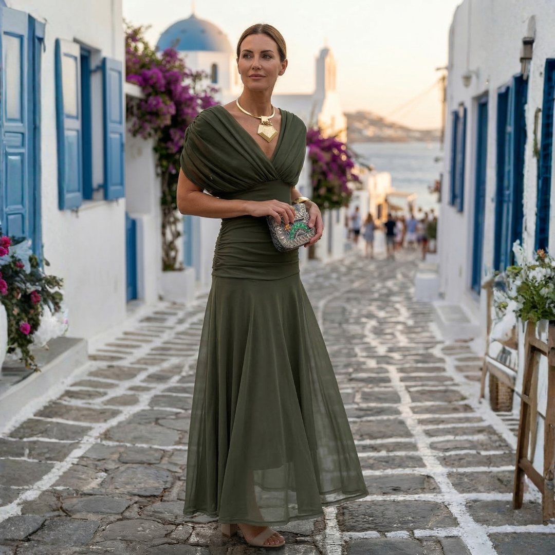 Xenia - Abito lungo elegante con scollo a V