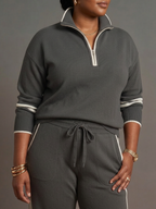 Rain | Set Manica Lunga con Collo Zip e Pantaloni a Righe