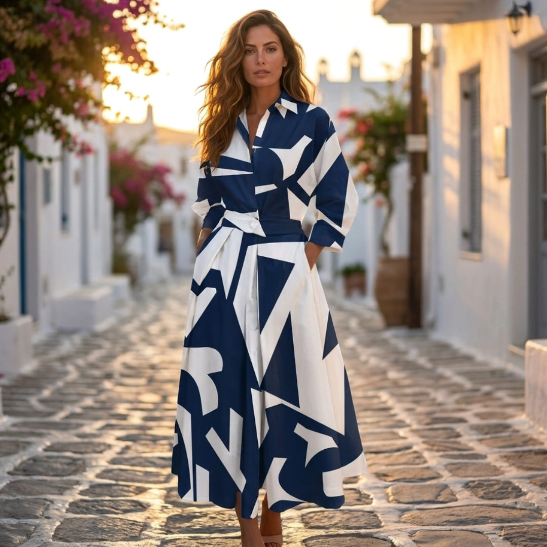Lana - Elegante abito in cotone con colletto