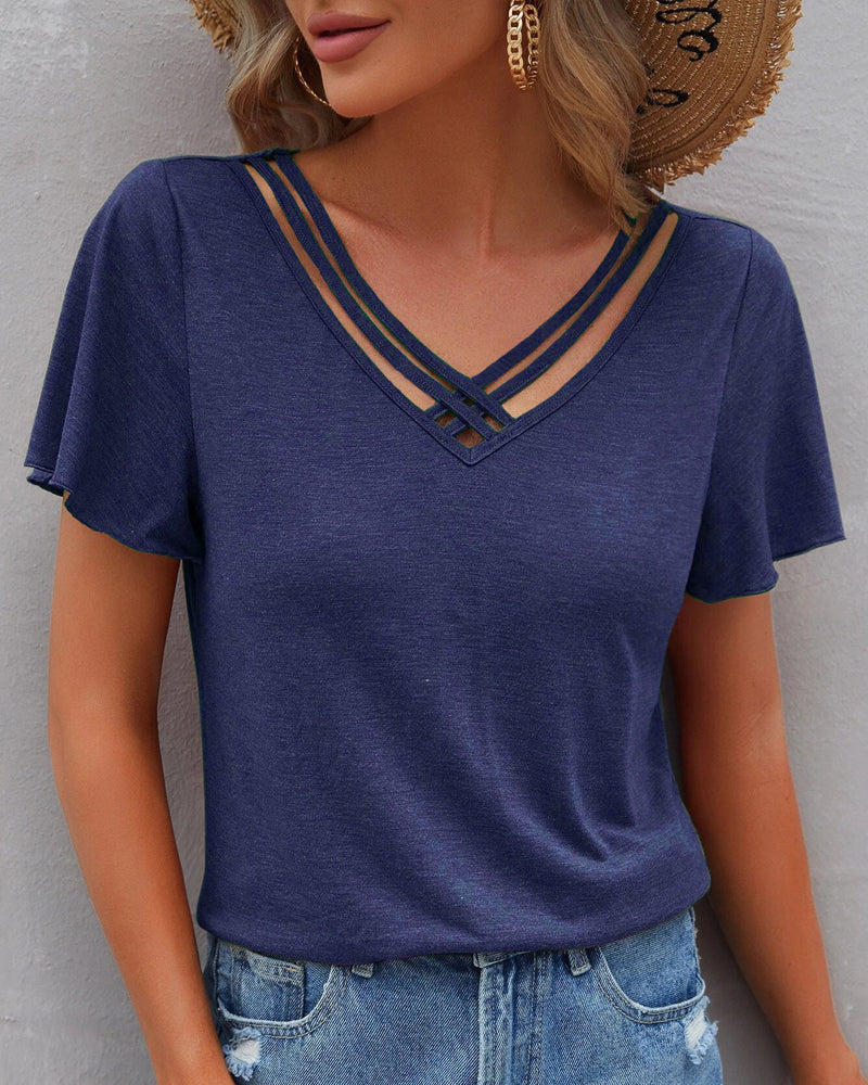 T-shirt monocolore con cut out