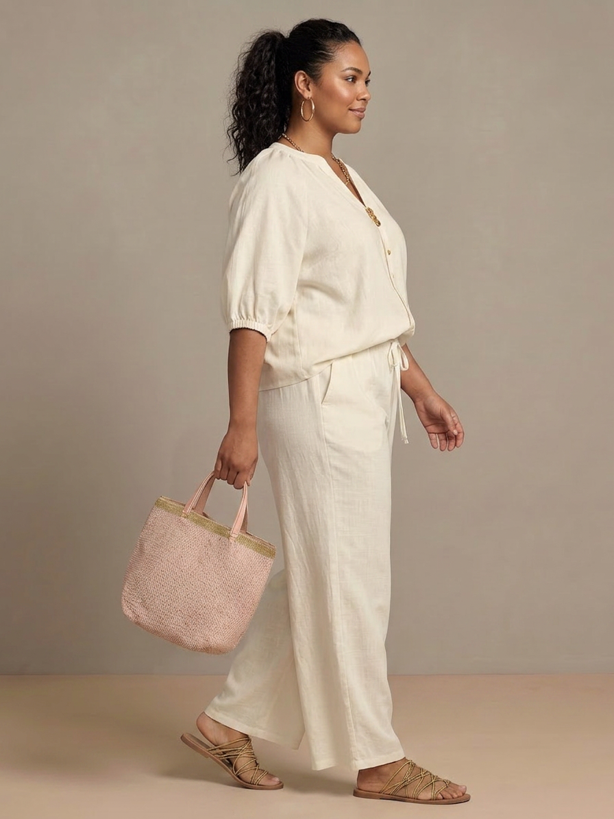 Natalia | Completo Top Palloncino con Zip e Pantaloni Ampi