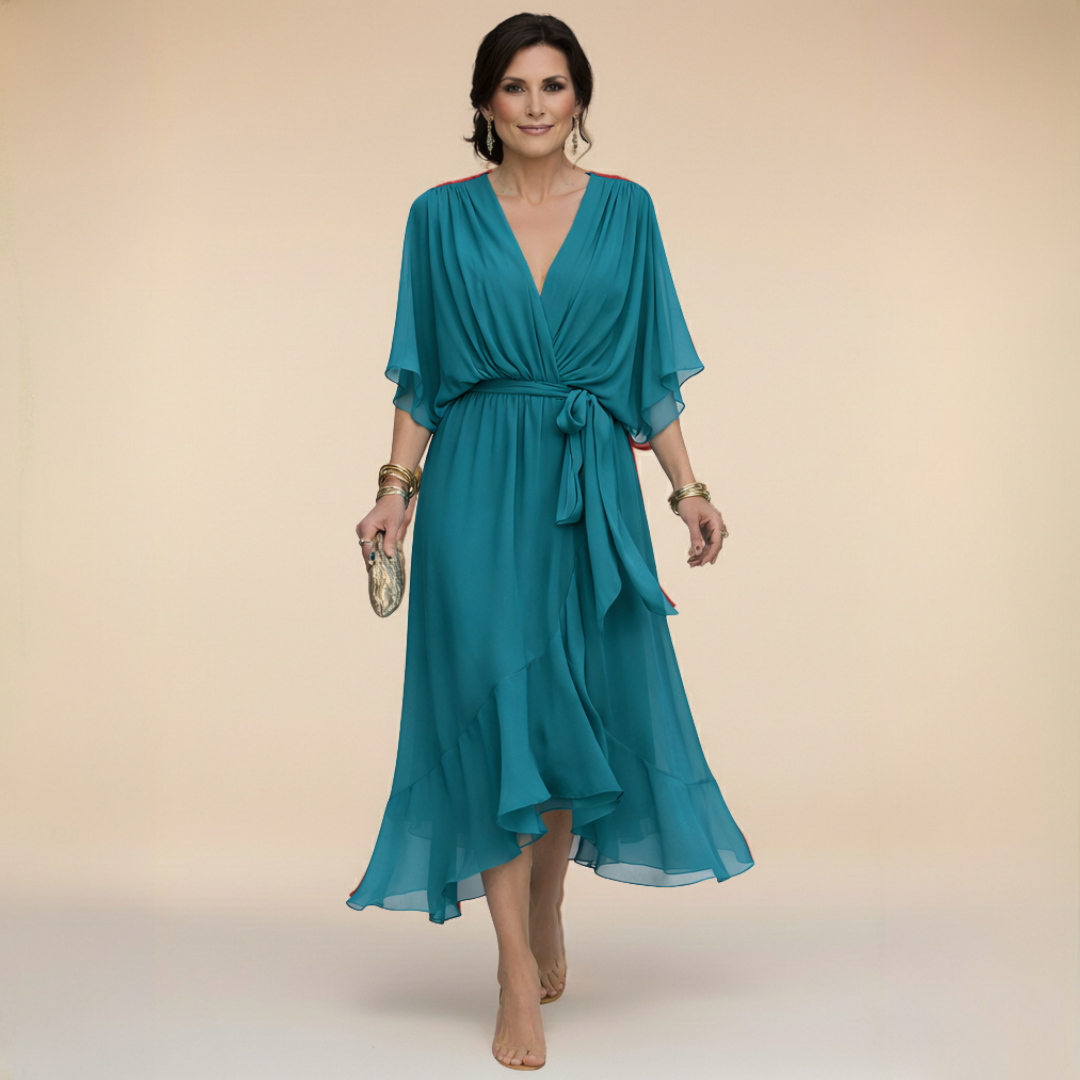 La Scintilla | Abito in chiffon con scollo a V